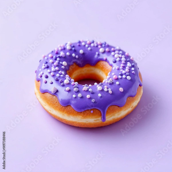 Obraz Single Donut on White Background