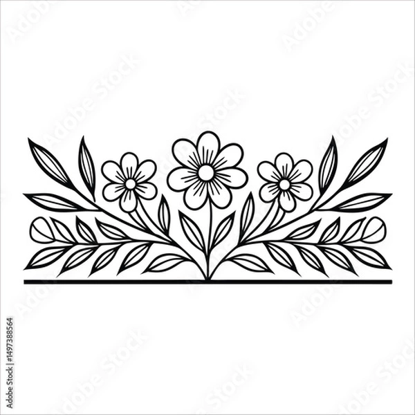 Obraz Flowers Vector, Floral Line Art, Flower Sketch, Botanical Illustration, Hand Drawn Flower, Flower Outline, Black And White Flower, Minimalist Floral, Botanical Drawing, Line Art Flowers, Flower Tattoo