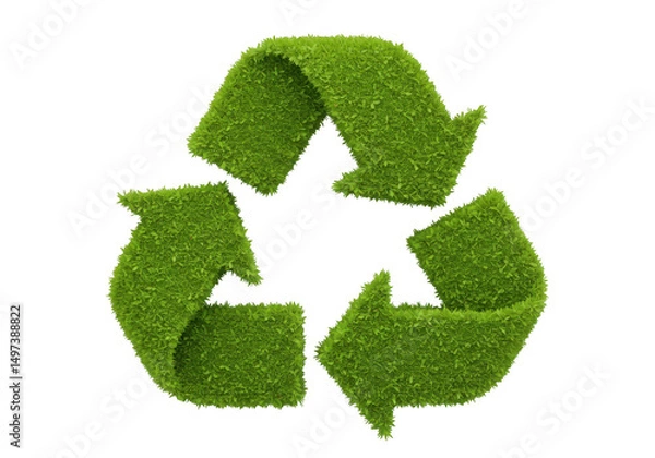 Fototapeta Recycle symbol green grass texture concept ecology environment on transparent background