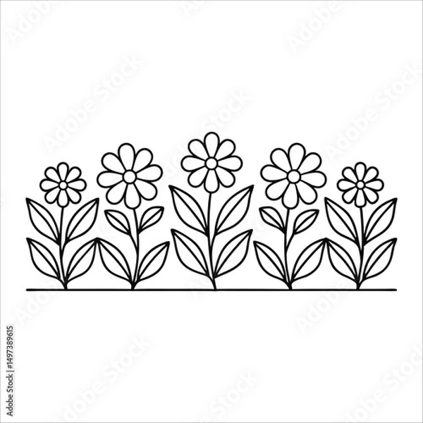 Obraz Flowers Vector, Floral Line Art, Flower Sketch, Botanical Illustration, Hand Drawn Flower, Flower Outline, Black And White Flower, Minimalist Floral, Botanical Drawing, Line Art Flowers, Flower Tattoo