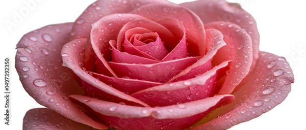 Fototapeta Pink rose dew drops close up macro photography