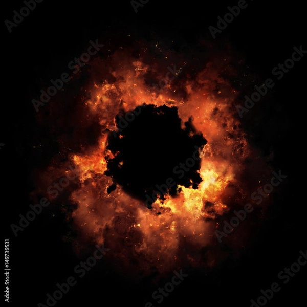 Obraz Fire And Smoke Ring Isolated On Black Background