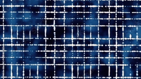Fototapeta A blue and white patterned background with white squares