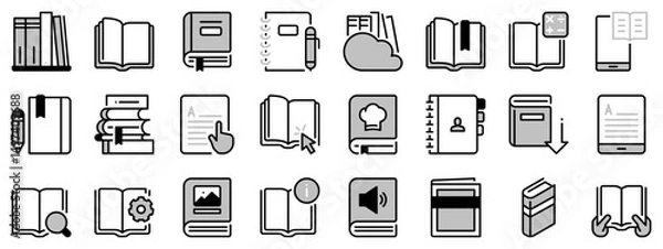 Obraz Icons in two tones about books.