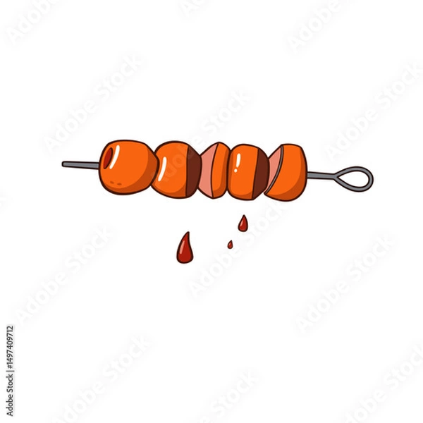 Obraz Skewered kebab illustration, delicious and savory concept, minimalistic design on white background