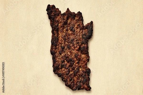 Fototapeta Overcooked beef patty on textured surface