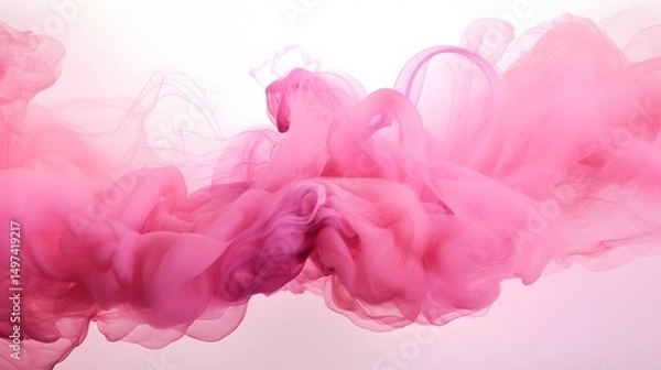 Obraz Graceful Pink Ink Cloud in Water Abstract Art