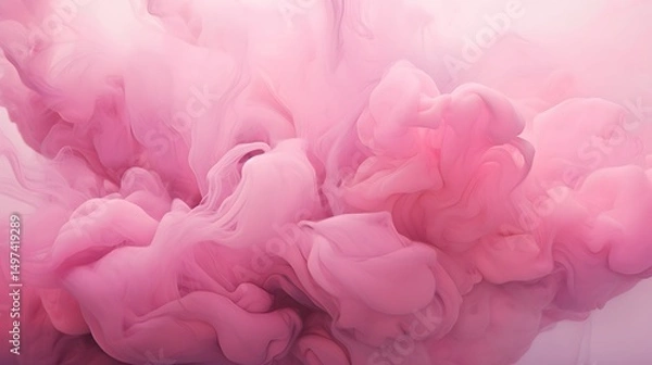 Obraz Gentle Pink Ink Cloud in Water Abstract Background