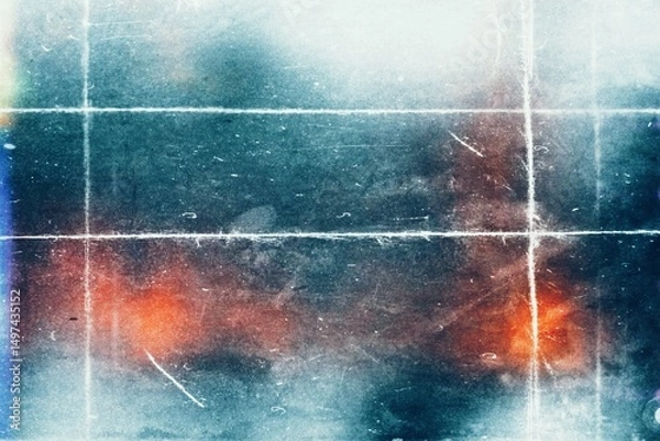 Fototapeta Grunge film grain texture overlay effect, light leaks effect filter with film grain texture, distressed scratches damaged noise film grain light leaks effect, distortion, glitch