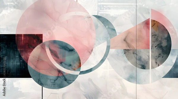 Fototapeta futuristic abstract geometric watercolor