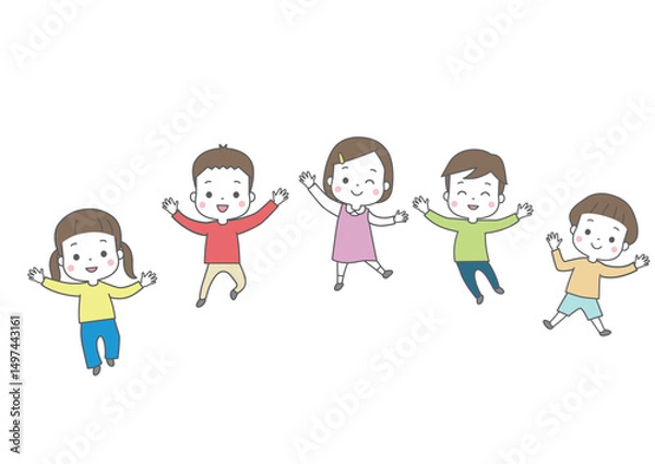 Obraz 明るく元気にいろんなポーズをしている子供たち