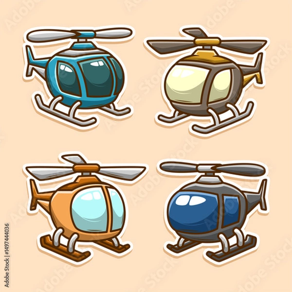 Obraz Helicopter plane sticker collection set