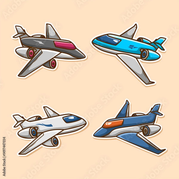 Obraz jet airplane sticker collection set