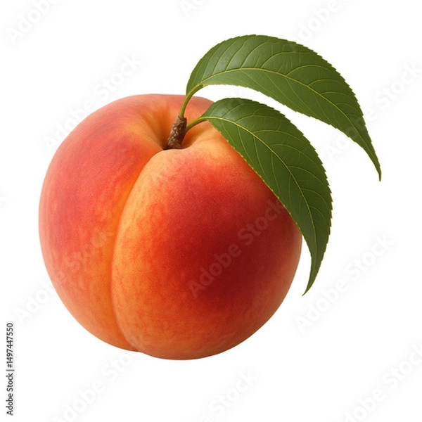 Obraz ripe red apple with leaf isolated on transparent or white background png