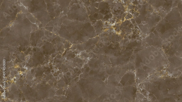 Fototapeta Close-up texture of dark brown marble with elegant gold veining, showcasing a luxurious and natural stone surface ideal for architecture, design, and interior materials.
