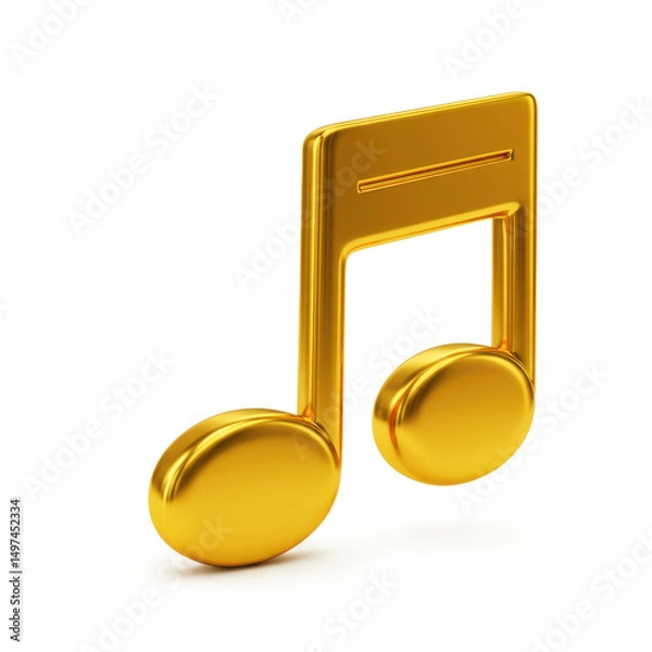 Obraz Golden musical note isolated on white background