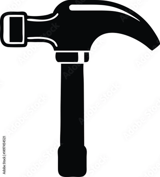 Fototapeta A single black hammer presents a minimalistic representation against a transparent backdrop clearly
