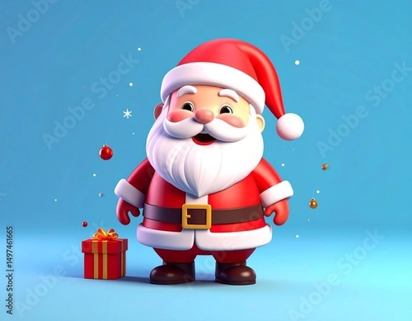 Obraz Adorable 3D rendered Santa Claus, perfect for Christmas cards, websites, and festive designs.