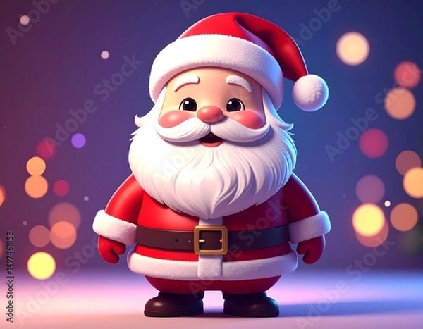 Obraz Adorable 3D rendered Santa perfect for Christmas cards, websites, and more!
