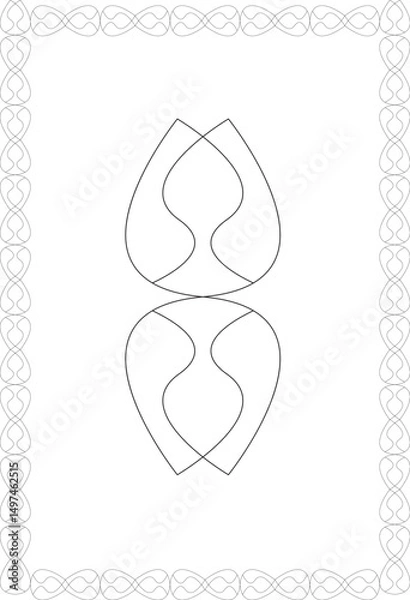 Fototapeta Symmetrical Floral Abstract Design with Frame illustration