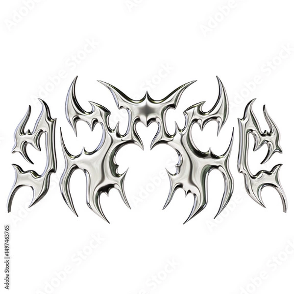 Obraz Tribal chrome shape 3D render on transparent background