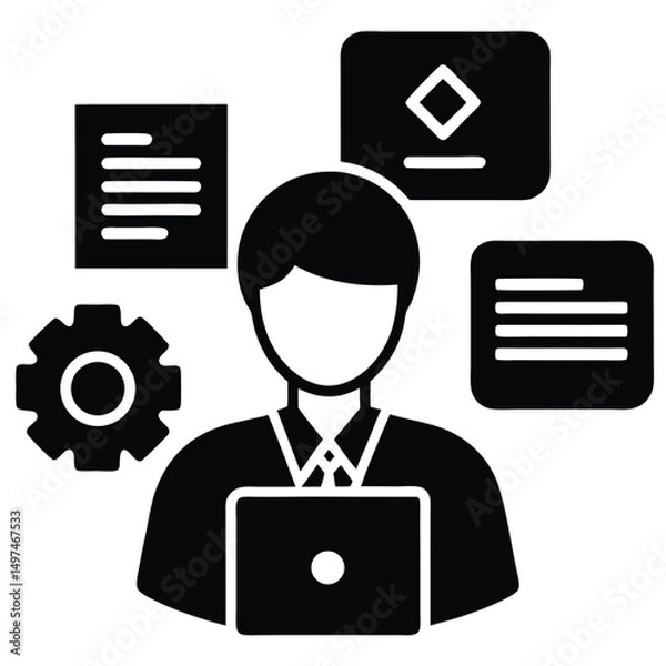 Fototapeta Software Developer element isolated coding languages icons on white background