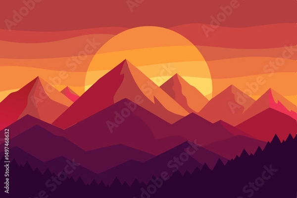 Obraz sunset in mountains