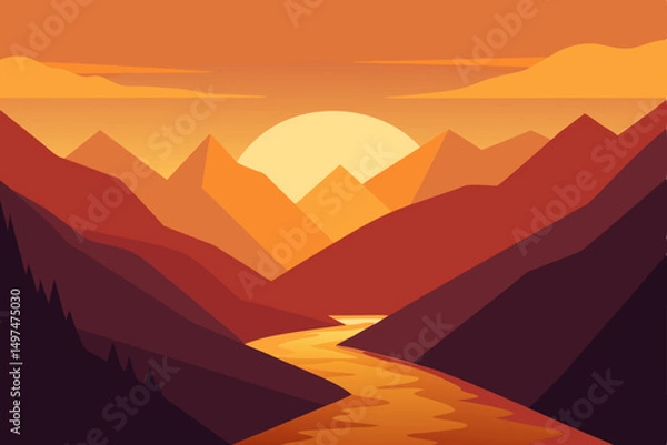Fototapeta sunset in mountains