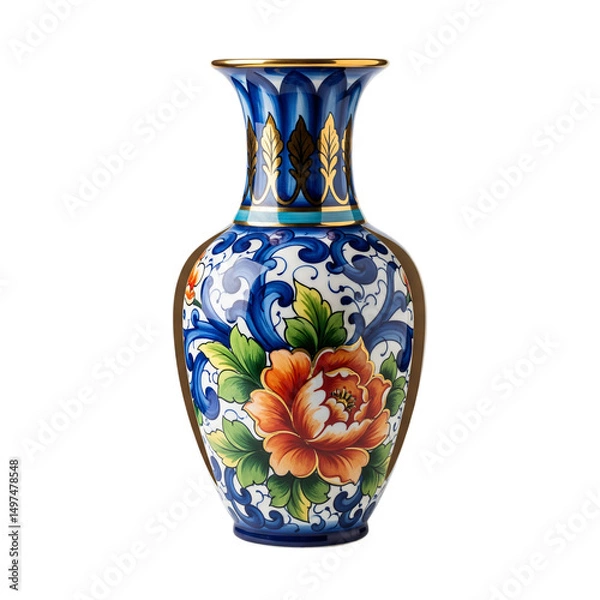 Fototapeta vase with flowers isolated on transparent background  perfect for design, decor, and creative projects. High-quality PNG