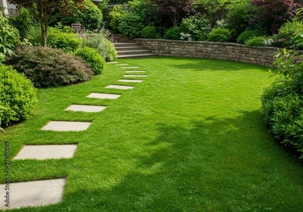 Obraz Lawn with stepping stones design
