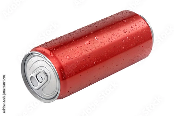 Obraz blank red aluminum can isolated on white or transparent png