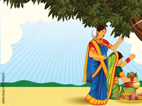 Obraz Vat Savitri Pooja illustration vector art