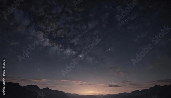 Fototapeta Vast, star-studded night sky; tranquil, dark backdrop,  serene,  background,  nebula