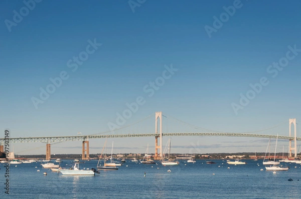 Obraz boats moored in a harbor in Jamestown Rhode Island