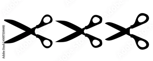 Obraz Scissors silhouette logo icon set. Simple silhouette of open scissors. Scissors logo icon. Stock vector illustration isolated on white background.