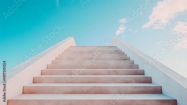 Fototapeta Stairs leading into the sky, symbolizing a spiritual journey or infinite growth.