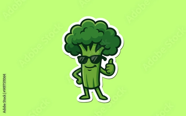 Obraz vector illustration of a green broccoli sticker