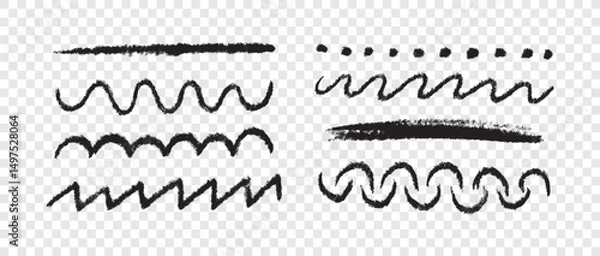 Fototapeta Set of hand painted chalk brushes, brush strokes and ornaments