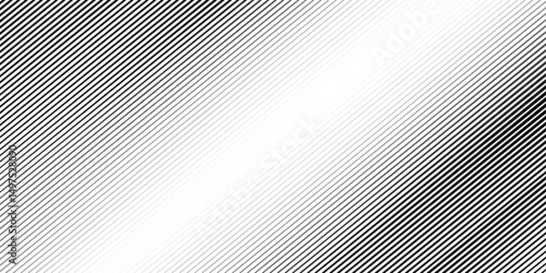 Obraz Thin line halftone gradient texture. Fading vertical stripe gradation background. Repeating wide pattern backdrop. Black parallel lines wallpaper for overlay, print, cover, banner, poster.