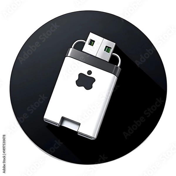 Obraz High-Resolution 3D Render of a White Apple USB Flash Drive