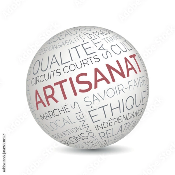 Fototapeta French craftsmanship concept sphere with ethical and local market keywords