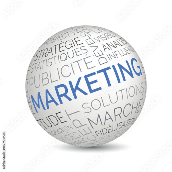 Fototapeta French marketing concept sphere with strategy and communication keywords