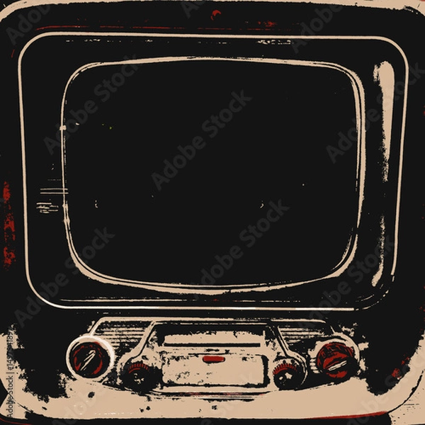 Obraz Vintage Television with Grunge Urban Black Style and Distorted Screen