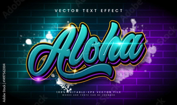 Fototapeta Aloha hype colorful, editable text effect. Suitable for street art or graffiti concept.
