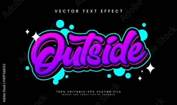 Fototapeta Outside purple, editable vector text effect. Suitable for colorful and young trend theme.
