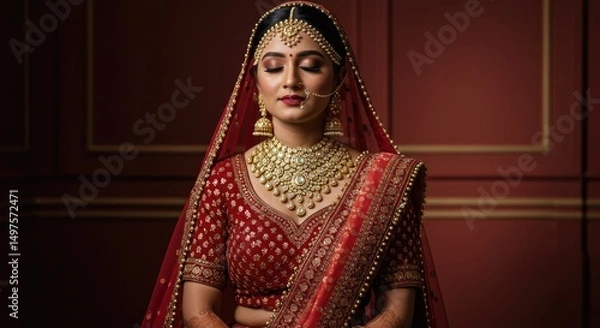 Obraz Indian bride in red