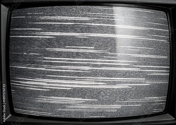 Fototapeta Vintage TV Screen with Static Noise and Glitch Effect