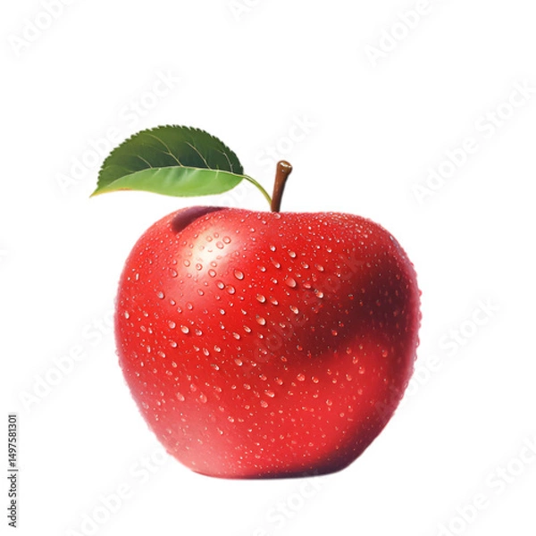 Obraz Fresh, ripe red apple with water droplets.
