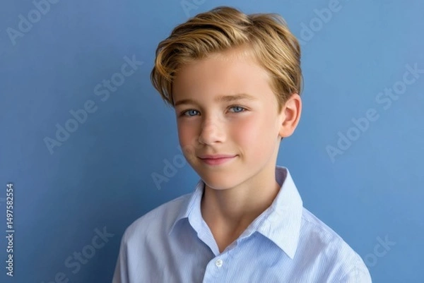 Fototapeta young actor professional headshot, soft shadows, crisp detail, subtle smile