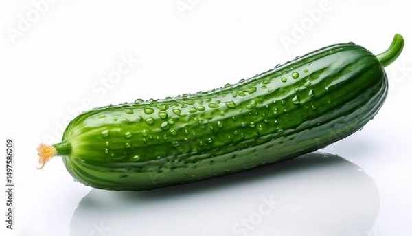 Fototapeta clean a fresh green cucumber isolated on white